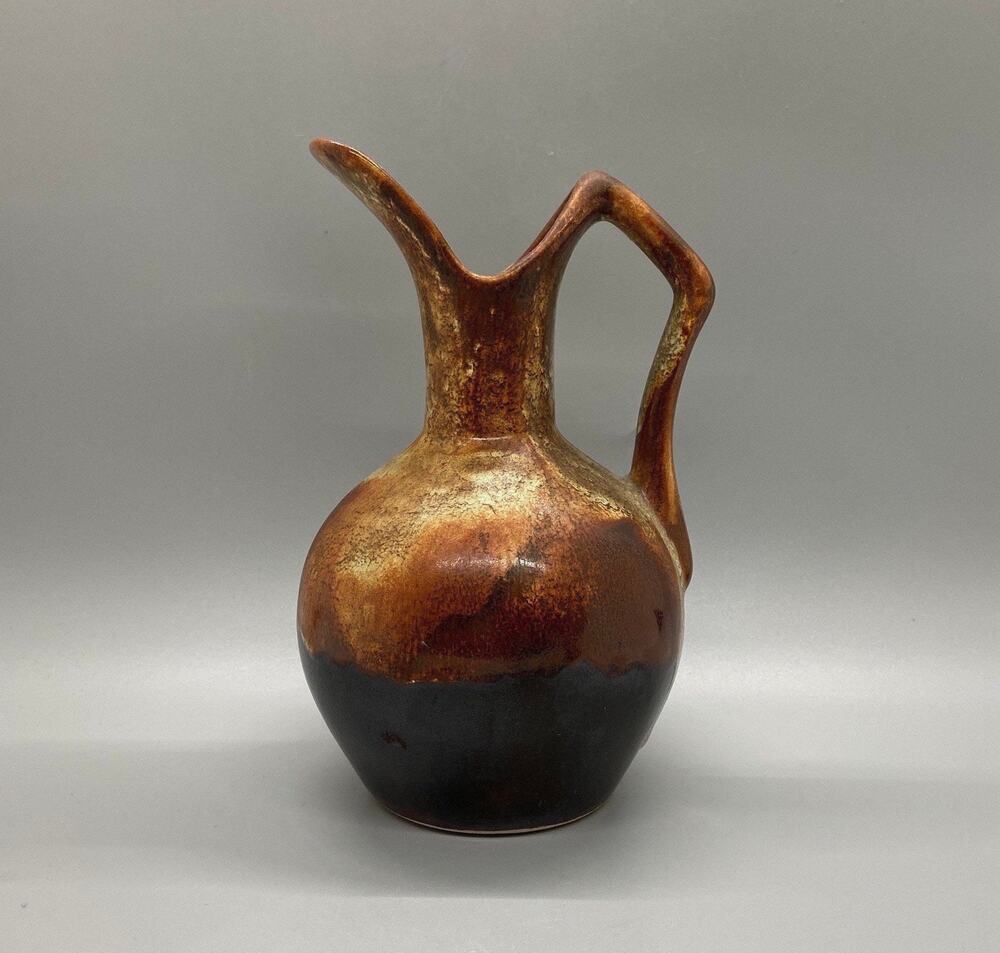 Vintage Dryden Art Pottery Brown Drip Glaze Small Pitcher